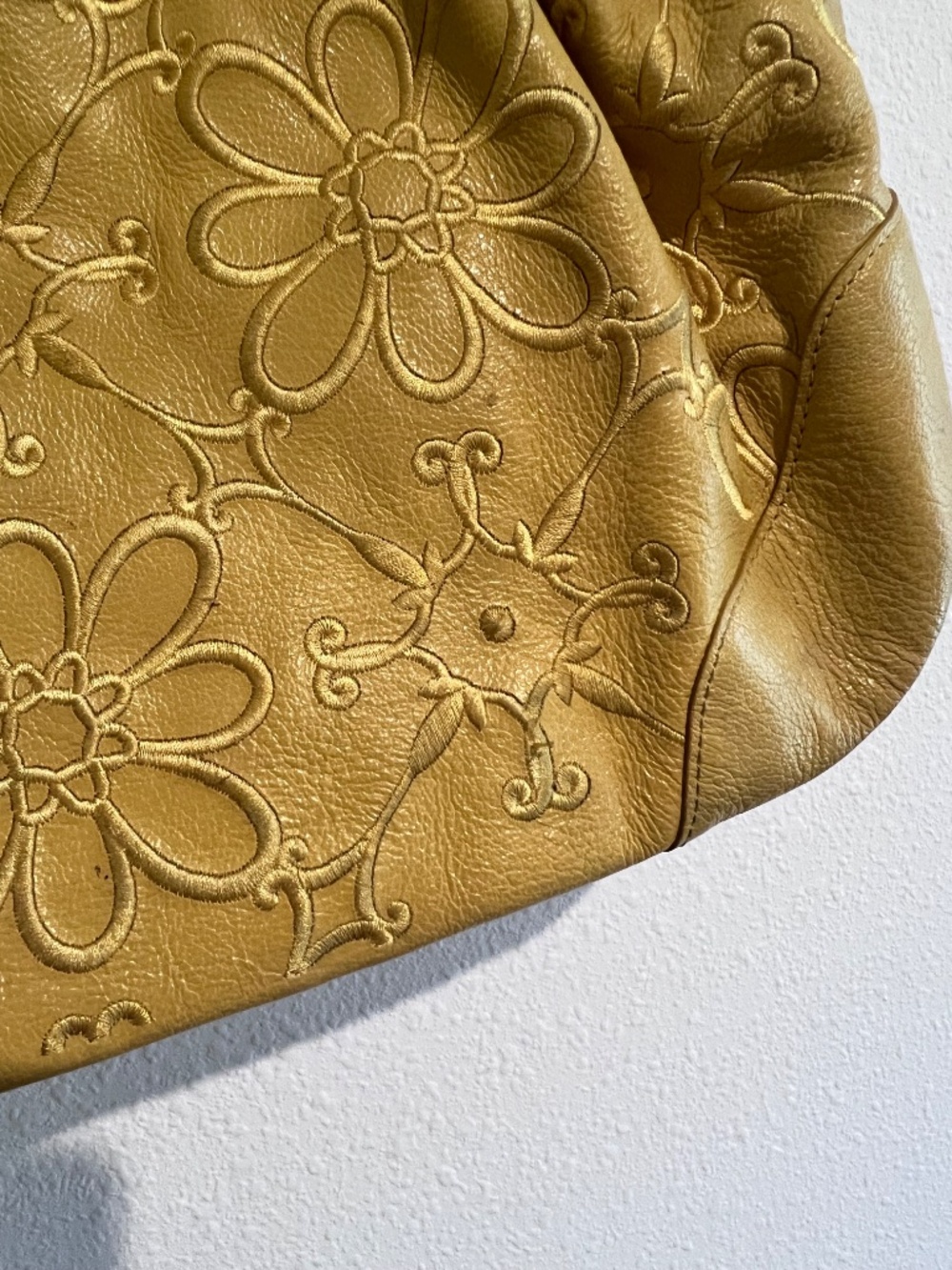 Brighton Yellow Embroidered Floral Leather Shoulder Bag - Picture 4 of 13